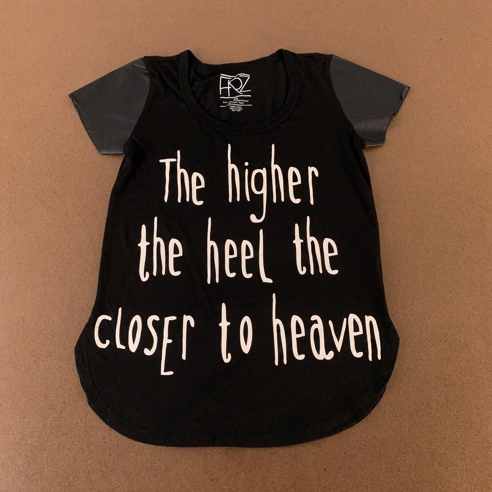 FIPZ Women's Size XS Black The Higher The Hill The Closer To Heaven Graphic Tee
